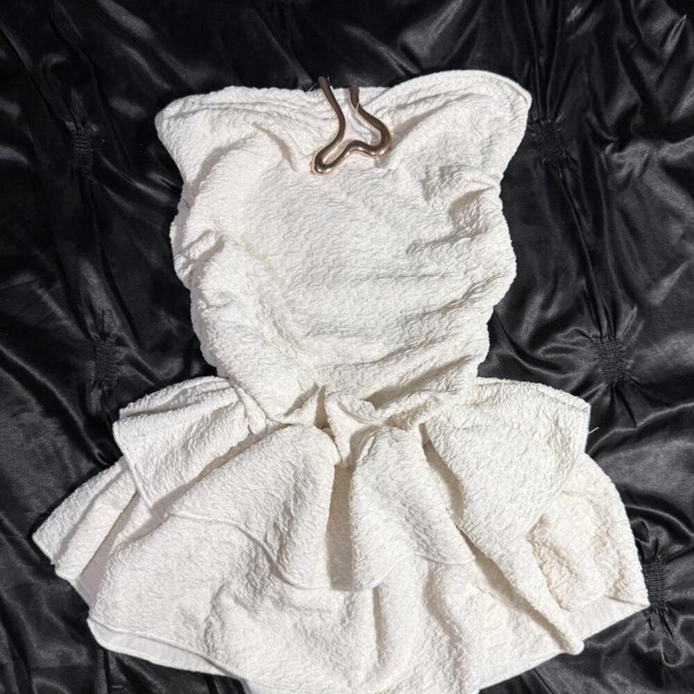Shein white ruffle strapless mini